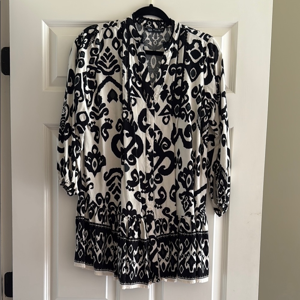 ZARA printed linen dress